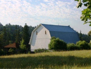 White historical barn